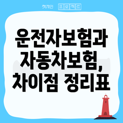 운전자보험과 자동차보험, 차이점 정리표