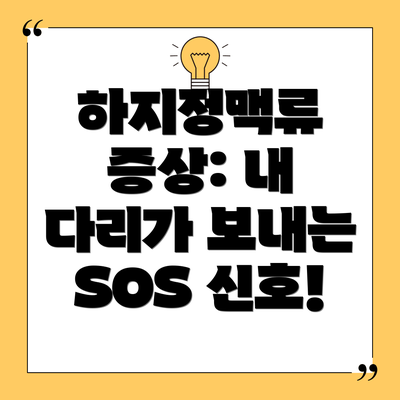 하지정맥류 증상: 내 다리가 보내는 SOS 신호!