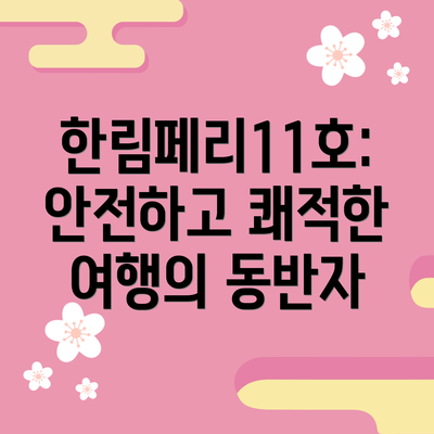 한림페리11호: 안전하고 쾌적한 여행의 동반자