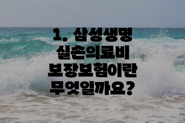 1. 삼성생명 실손의료비 보장보험이란 무엇일까요?