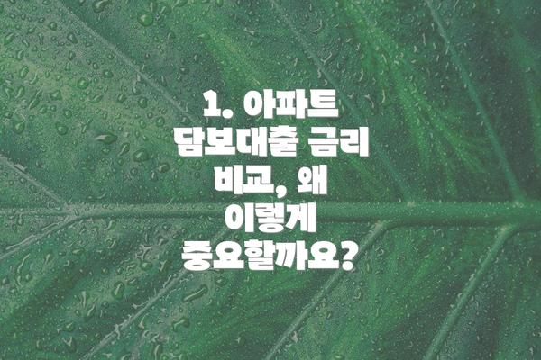 1. 아파트 담보대출 금리 비교, 왜 이렇게 중요할까요?