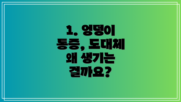 1. 엉덩이 통증, 도대체 왜 생기는 걸까요?