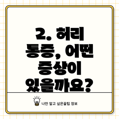 2. 허리 통증, 어떤 증상이 있을까요?