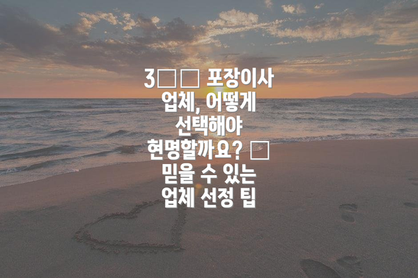 3️⃣ 포장이사 업체, 어떻게 선택해야 현명할까요? 🔎 믿을 수 있는 업체 선정 팁