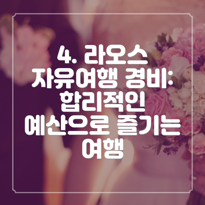 4. 라오스 자유여행 경비:  합리적인 예산으로 즐기는 여행
