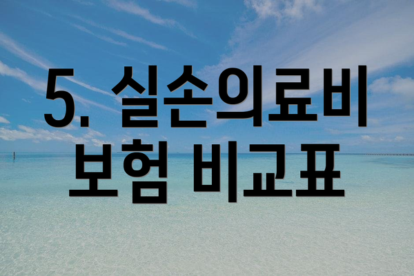 5. 실손의료비 보험 비교표