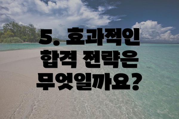 5. 효과적인 합격 전략은 무엇일까요?