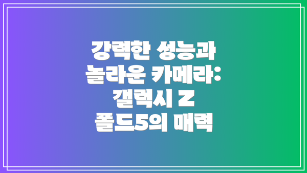 강력한 성능과 놀라운 카메라: 갤럭시 Z 폴드5의 매력