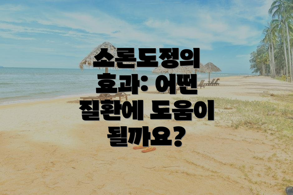 소론도정의 효과: 어떤 질환에 도움이 될까요?
