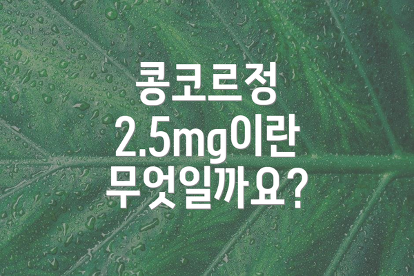 콩코르정 2.5mg이란 무엇일까요?