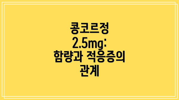 콩코르정 2.5mg: 함량과 적응증의 관계