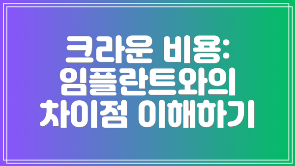 크라운 비용: 임플란트와의 차이점 이해하기