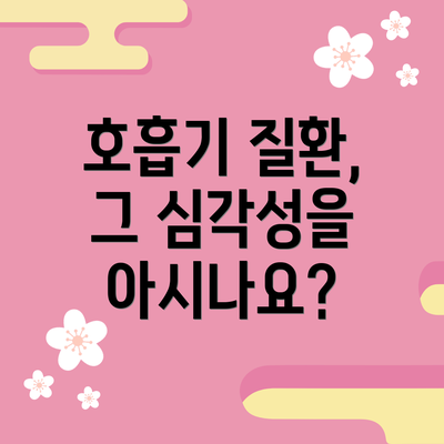 호흡기 질환, 그 심각성을 아시나요?
