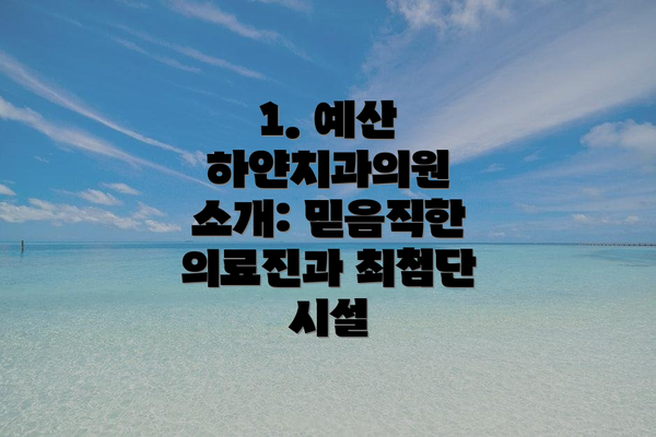 1. 예산 하얀치과의원 소개: 믿음직한 의료진과 최첨단 시설