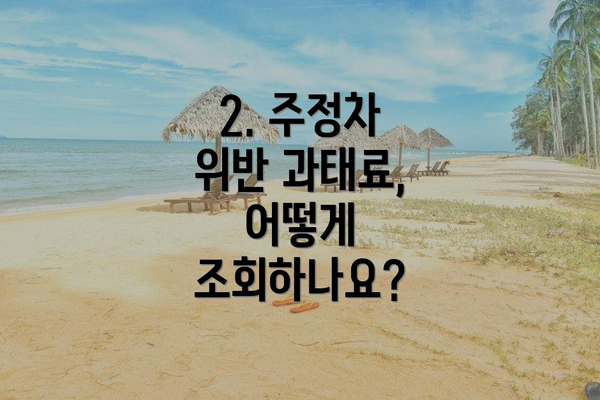 2. 주정차 위반 과태료, 어떻게 조회하나요?