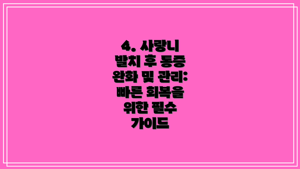 4. 사랑니 발치 후 통증 완화 및 관리:  빠른 회복을 위한 필수 가이드