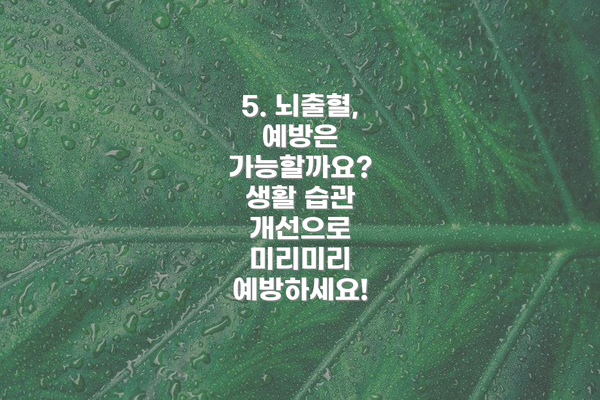 5. 뇌출혈, 예방은 가능할까요?  생활 습관 개선으로 미리미리 예방하세요!