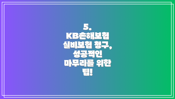 5.  KB손해보험 실비보험 청구, 성공적인 마무리를 위한 팁!