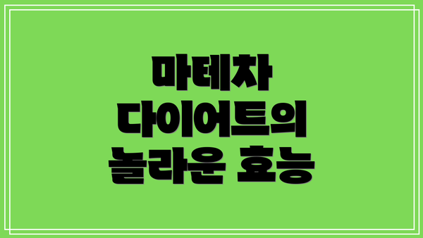 마테차 다이어트의 놀라운 효능
