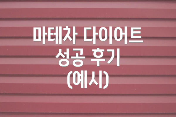 마테차 다이어트 성공 후기 (예시)