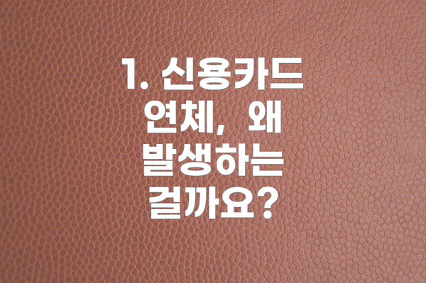 1. 신용카드 연체,  왜 발생하는 걸까요?