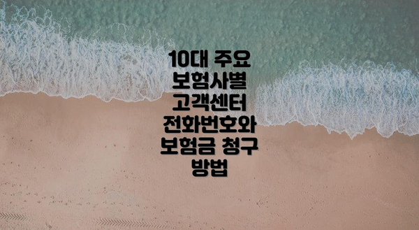 10대 주요 보험사별 고객센터 전화번호와 보험금 청구 방법