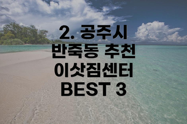 2. 공주시 반죽동 추천 이삿짐센터 BEST 3