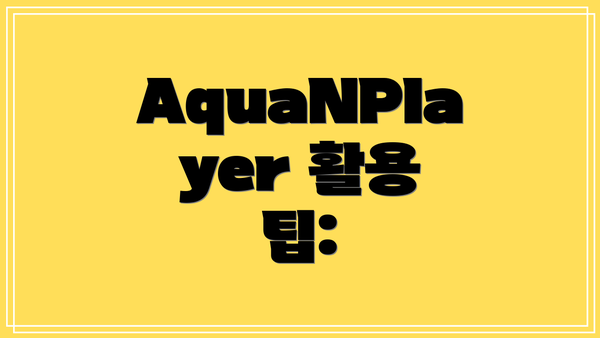 AquaNPlayer 활용 팁: