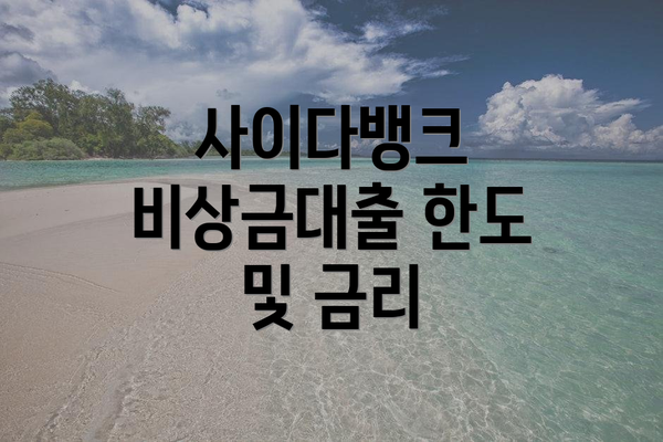 사이다뱅크 비상금대출 한도 및 금리
