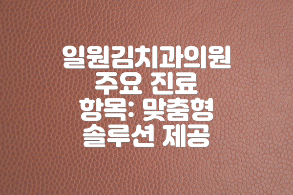 일원김치과의원 주요 진료 항목: 맞춤형 솔루션 제공
