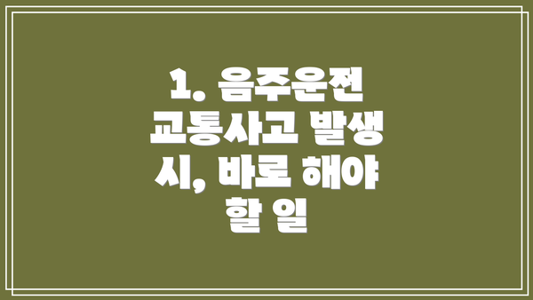 1. 음주운전 교통사고 발생 시, 바로 해야 할 일