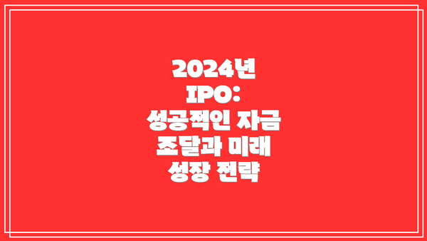 2024년 IPO: 성공적인 자금 조달과 미래 성장 전략