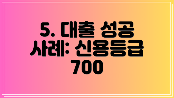 5. 대출 성공 사례: 신용등급 700