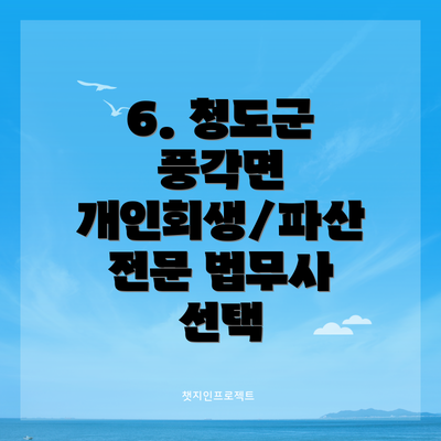 6. 청도군 풍각면 개인회생/파산 전문 법무사 선택
