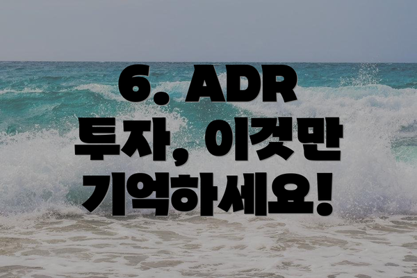 6. ADR 투자, 이것만 기억하세요!